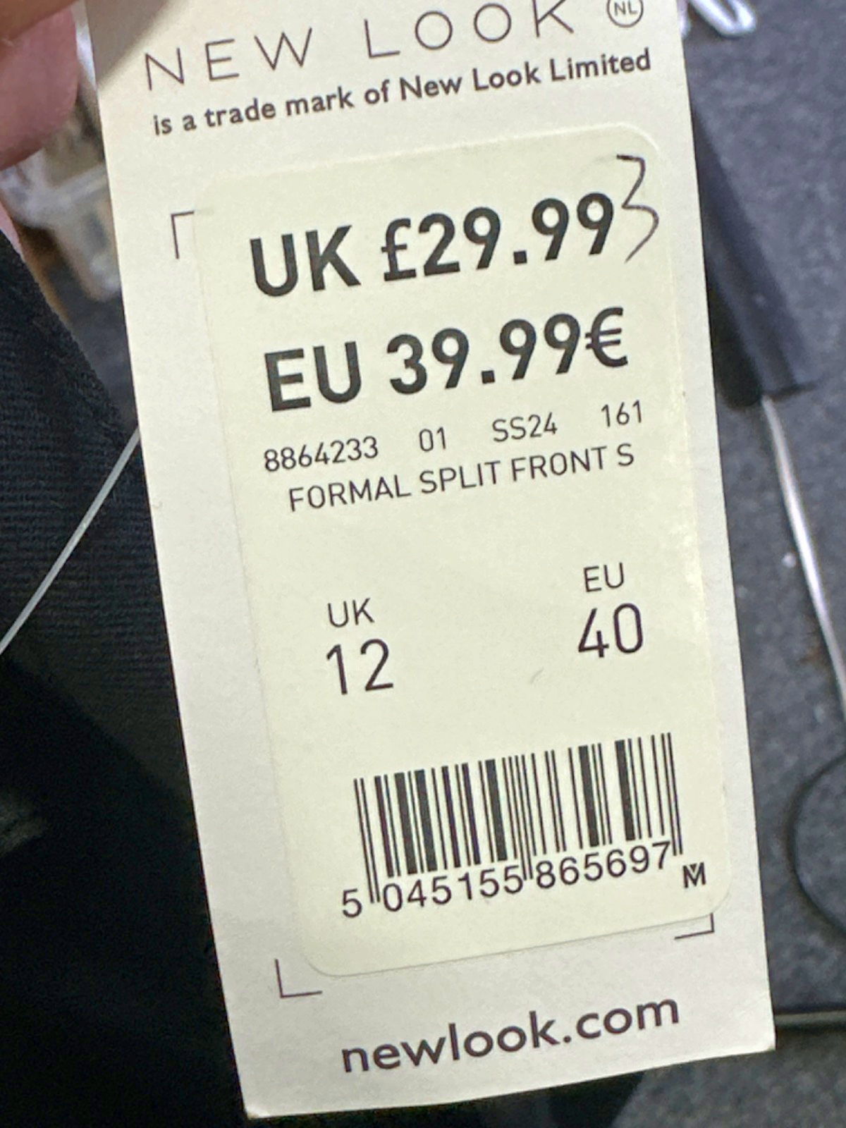 New Look Black Formal Split Front Skirt UK 12