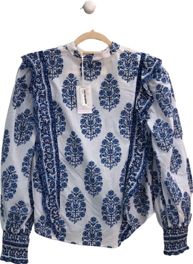 Neve & Noor Blue Tally Shirt in Indi Lapis UK S