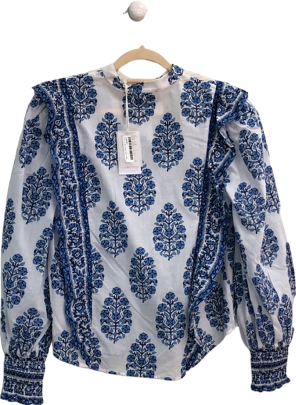 Neve & Noor Blue Tally Shirt in Indi Lapis UK S