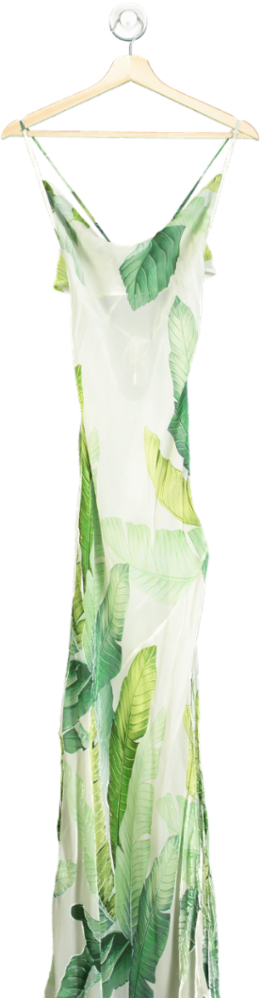 Karen Millen Green Tropical Palm Print Beach Strappy Maxi Dress UK XS