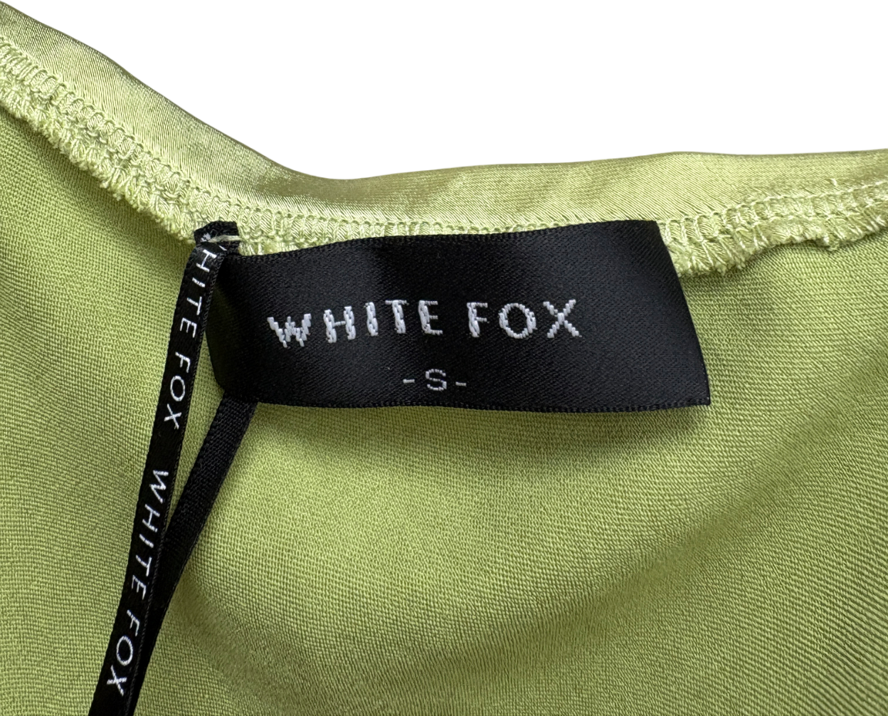 White Fox Green floral embroidered Believe It corset Top UK S