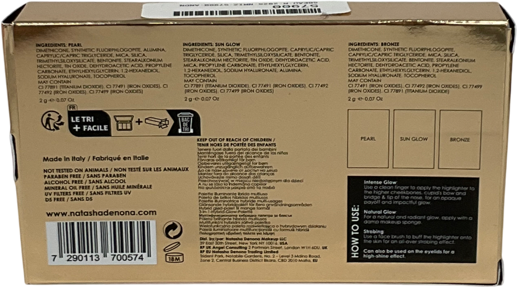 Natasha Denona Golden Highlighter Trio Golden 2gx3