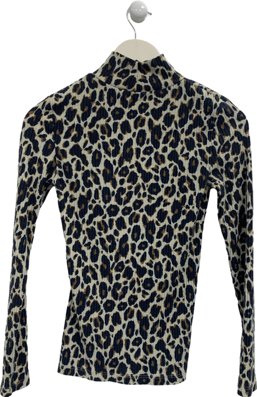 River Island Black Leopard Print Long Sleeved Top UK 8