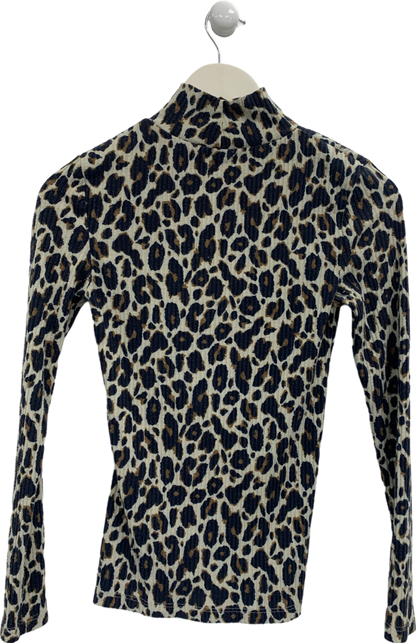 River Island Black Leopard Print Long Sleeved Top UK 8