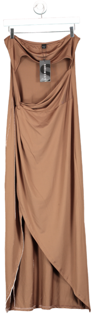 SHEIN Brown One Shoulder Slinky Dress UK L