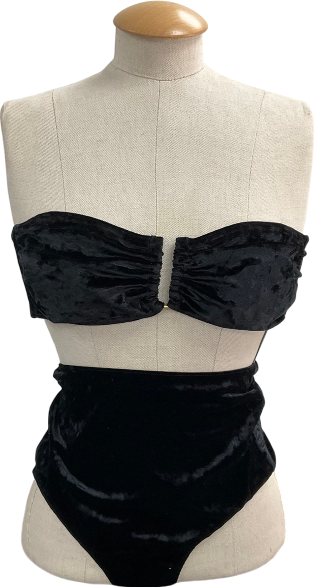 Mona Crushed Black Velvet Bikini UK S