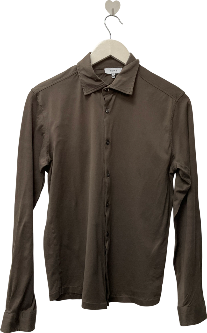 REISS Green Modal Blend Cutaway Collar Shirt UK S