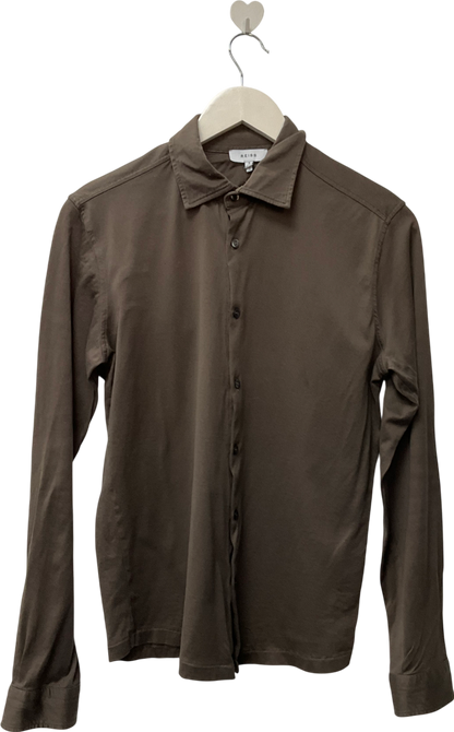 REISS Green Modal Blend Cutaway Collar Shirt UK S