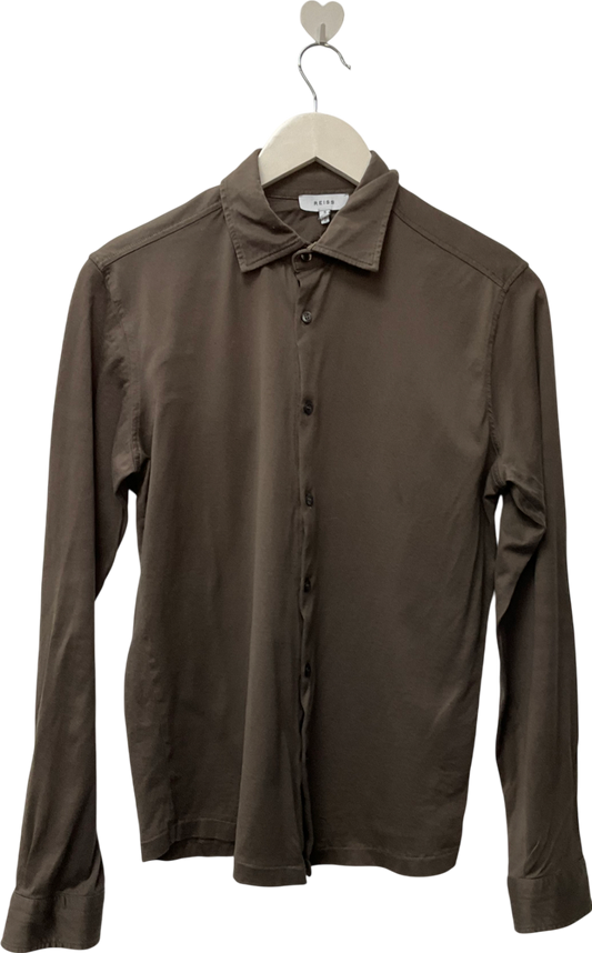 REISS Green Modal Blend Cutaway Collar Shirt UK S