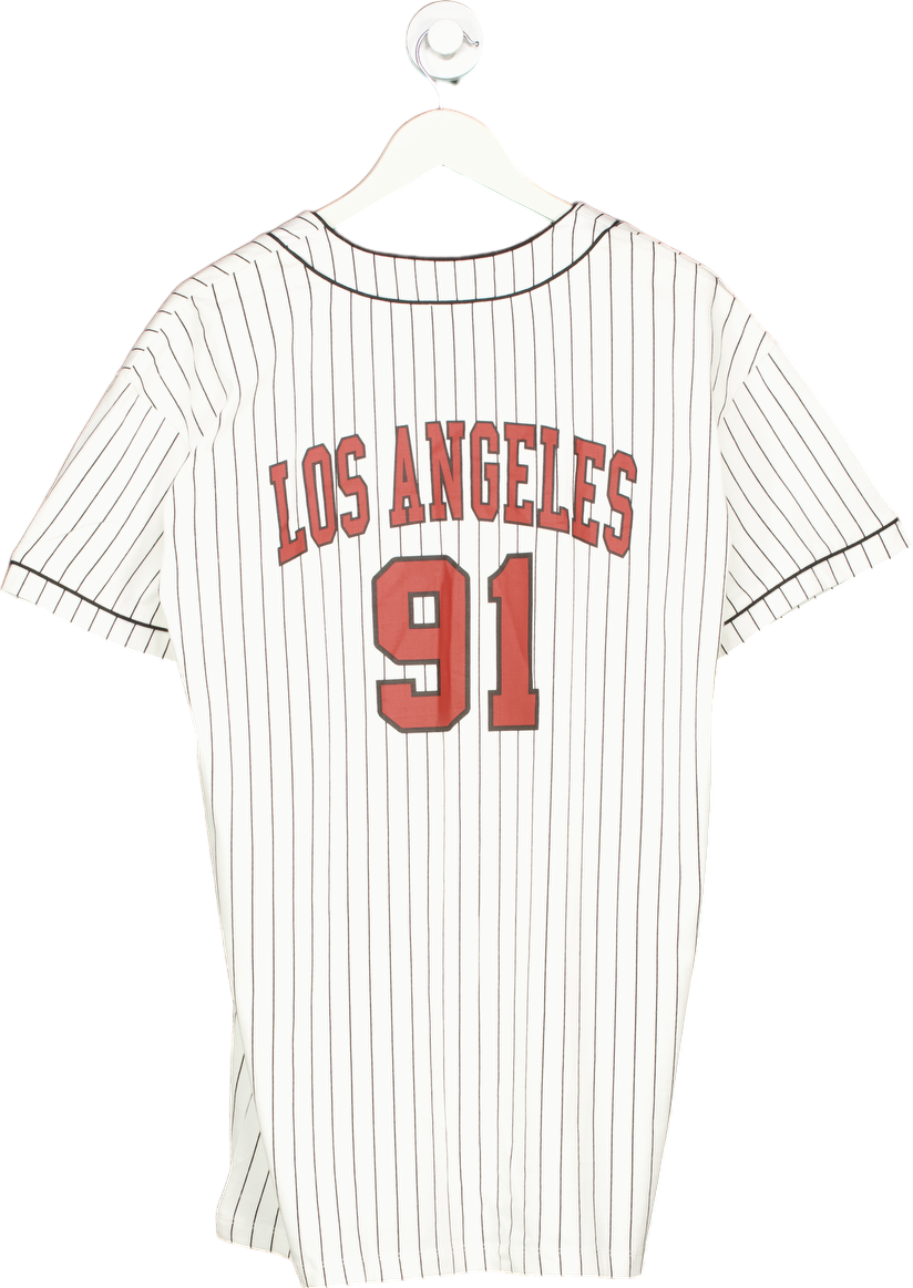 Miss Selfridge White Striped Los Angeles Baseball Jersey UK 10