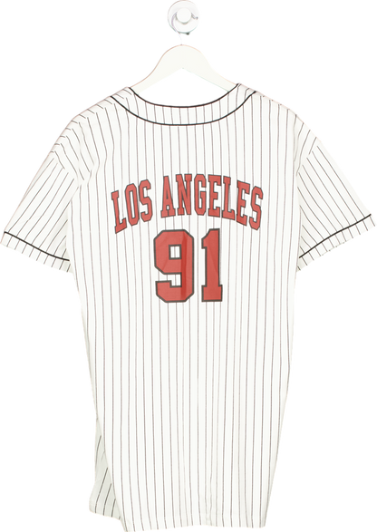 Miss Selfridge White Striped Los Angeles Baseball Jersey UK 10