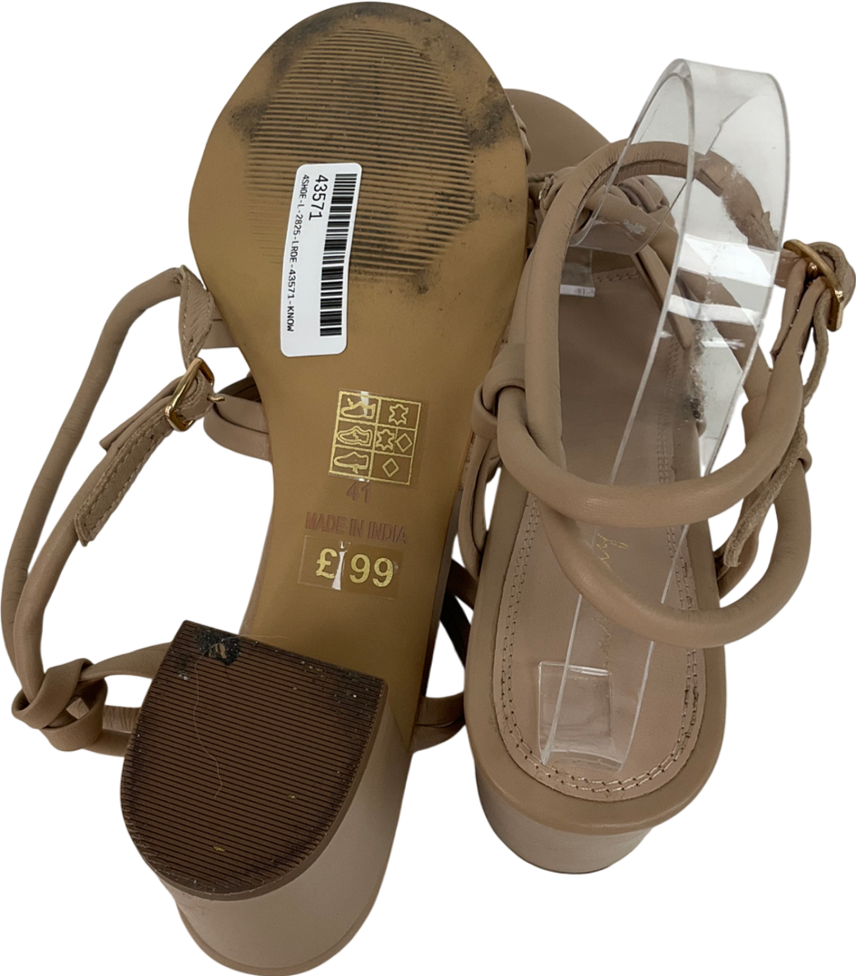 Phase Eight Nude Leather Ankle Strap Sandal Shoe UK 8 EU 41 👠