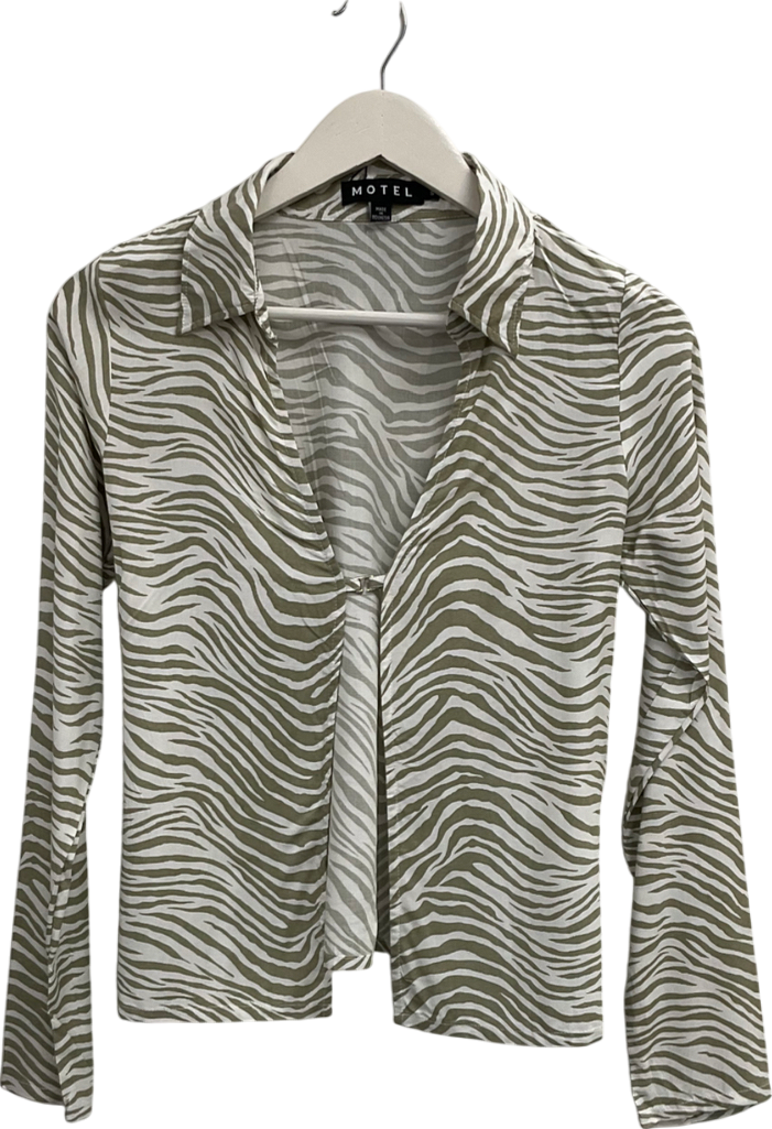 Motelrocks Beige Ruixa Top In Tonal Zebra Print UK S