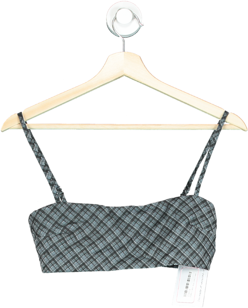 White Fox Grey Checked Cropped Top UK XS