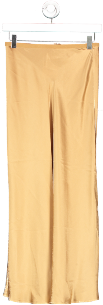 Divine Heritage Brown Satin Midi Skirt UK S