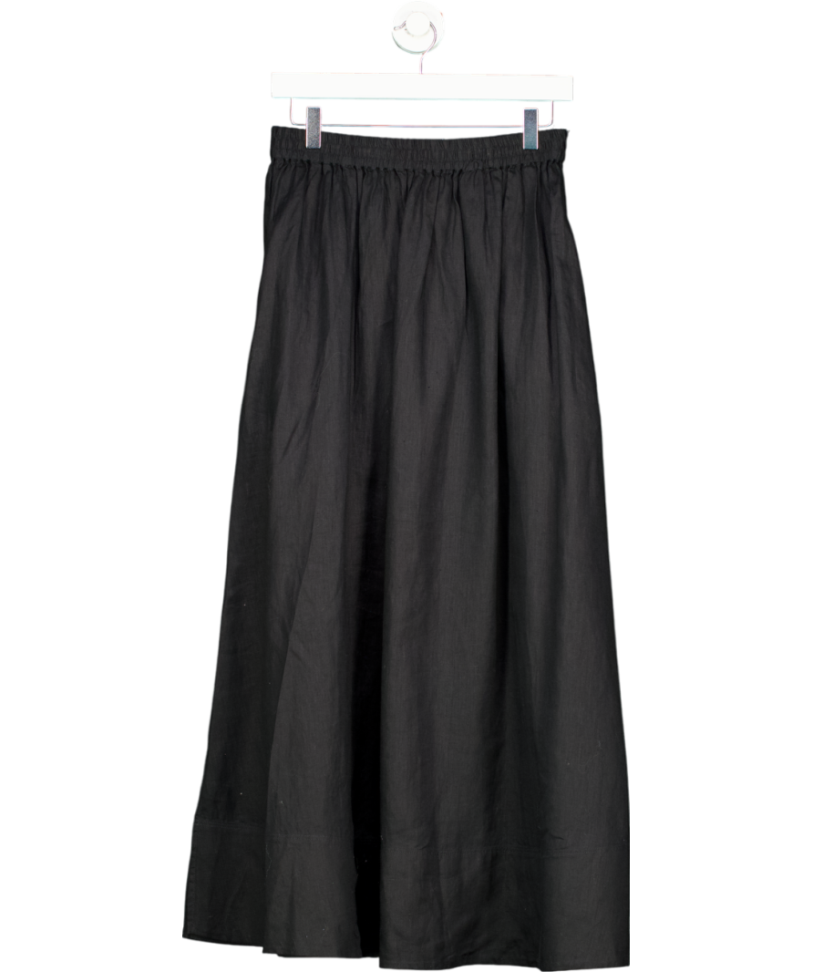 Arket Black Linen Midi Skirt UK 8