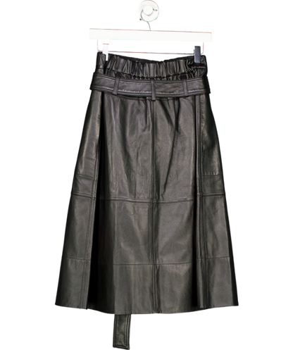 Proenza Schouler White Label Black Lambs Leather Belted Skirt UK 4