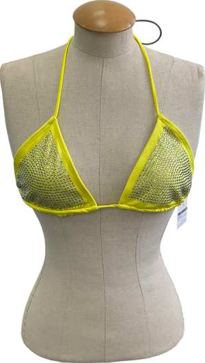 duo daze Bright Yellow Diamanté Embellished Bikini Top UK M