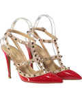 Valentino Garavani Red Patent Leather Rockstud Ankle Strap Pumps UK 4 EU 37 👠