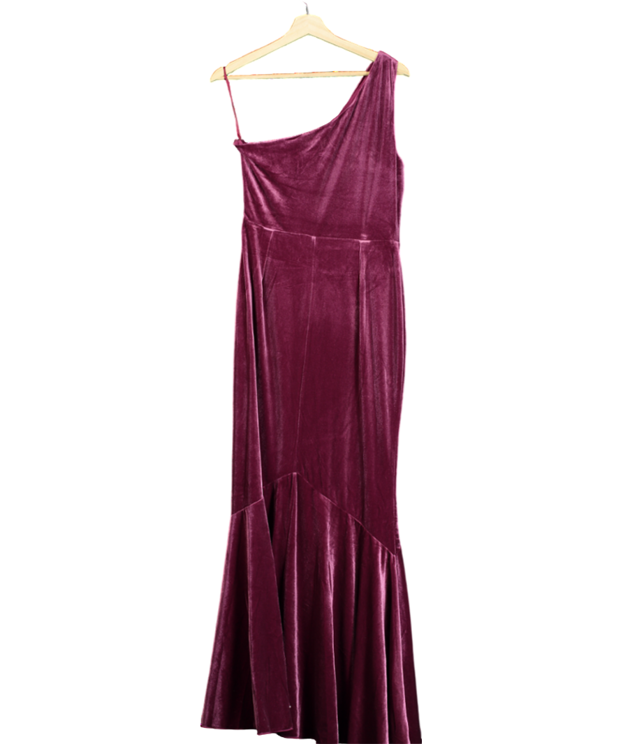 John Lewis Purple Velvet Asymmetric Fishtail Hem Dress UK 12