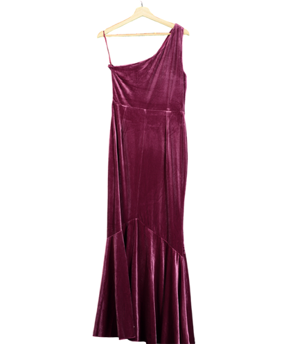 John Lewis Purple Velvet Asymmetric Fishtail Hem Dress UK 12