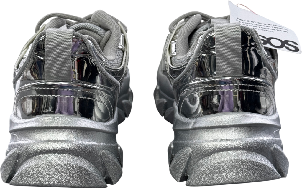 ASOS Metallic Design Chunky Trainers In Silver UK 9 EU 43 👞