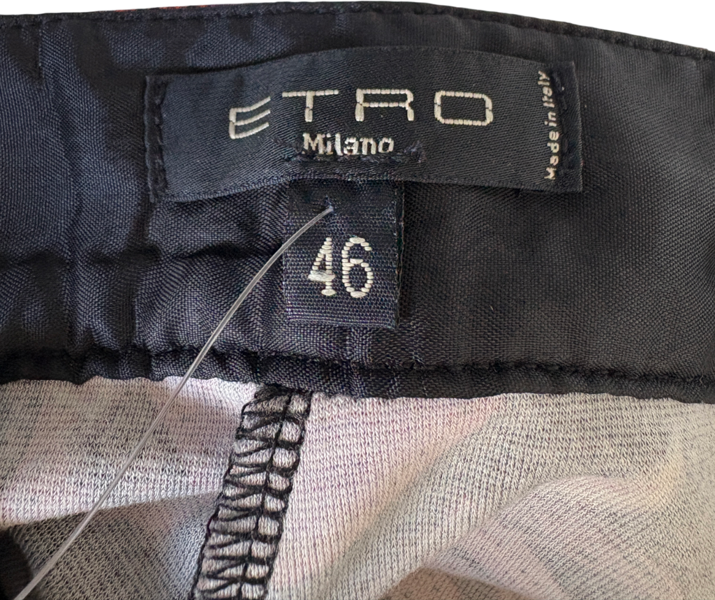 Etro Black Paisley Straight Leg Trousers UK 14