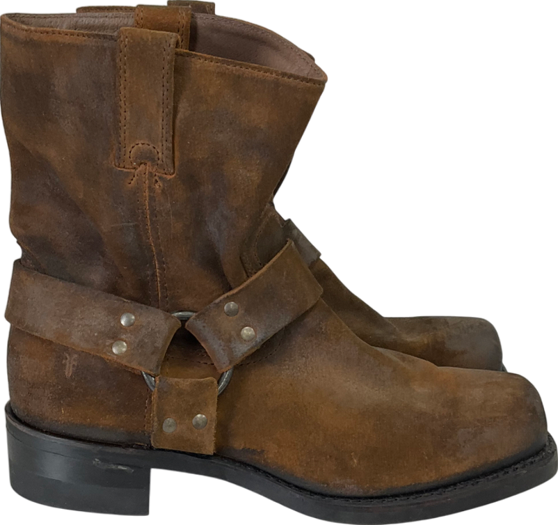 Frye Harness 8r 81324 Mens Brown Leather Slip On Casual Dress Boots UK 9 EU 43 👞