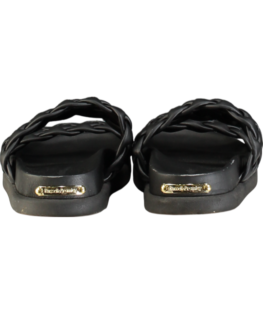 Russell & Bromley Black  Woven Leather Footbed Slide Sandals UK 4 EU 37 👠