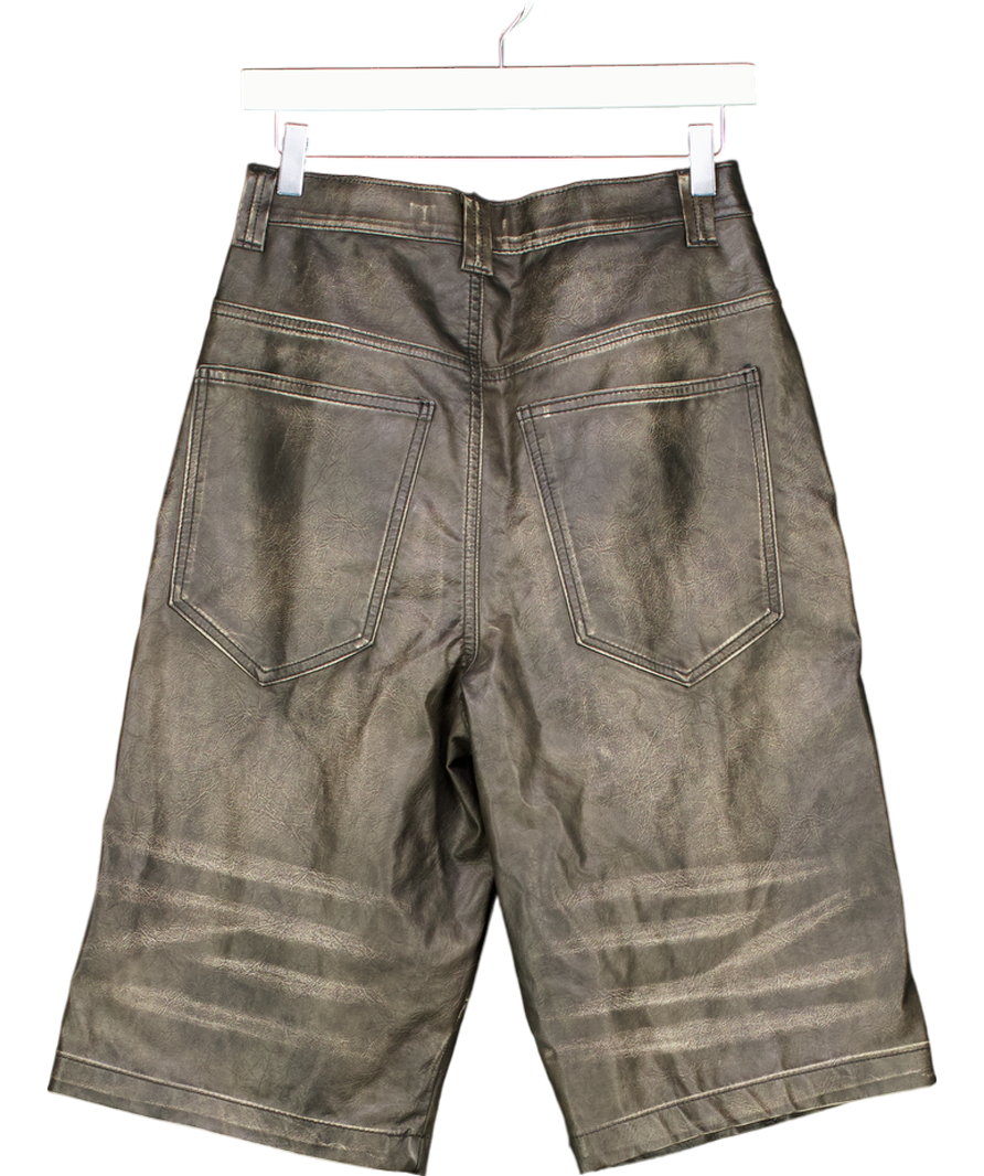 jaded Black Ash Faux Leather Colossus Shorts W26