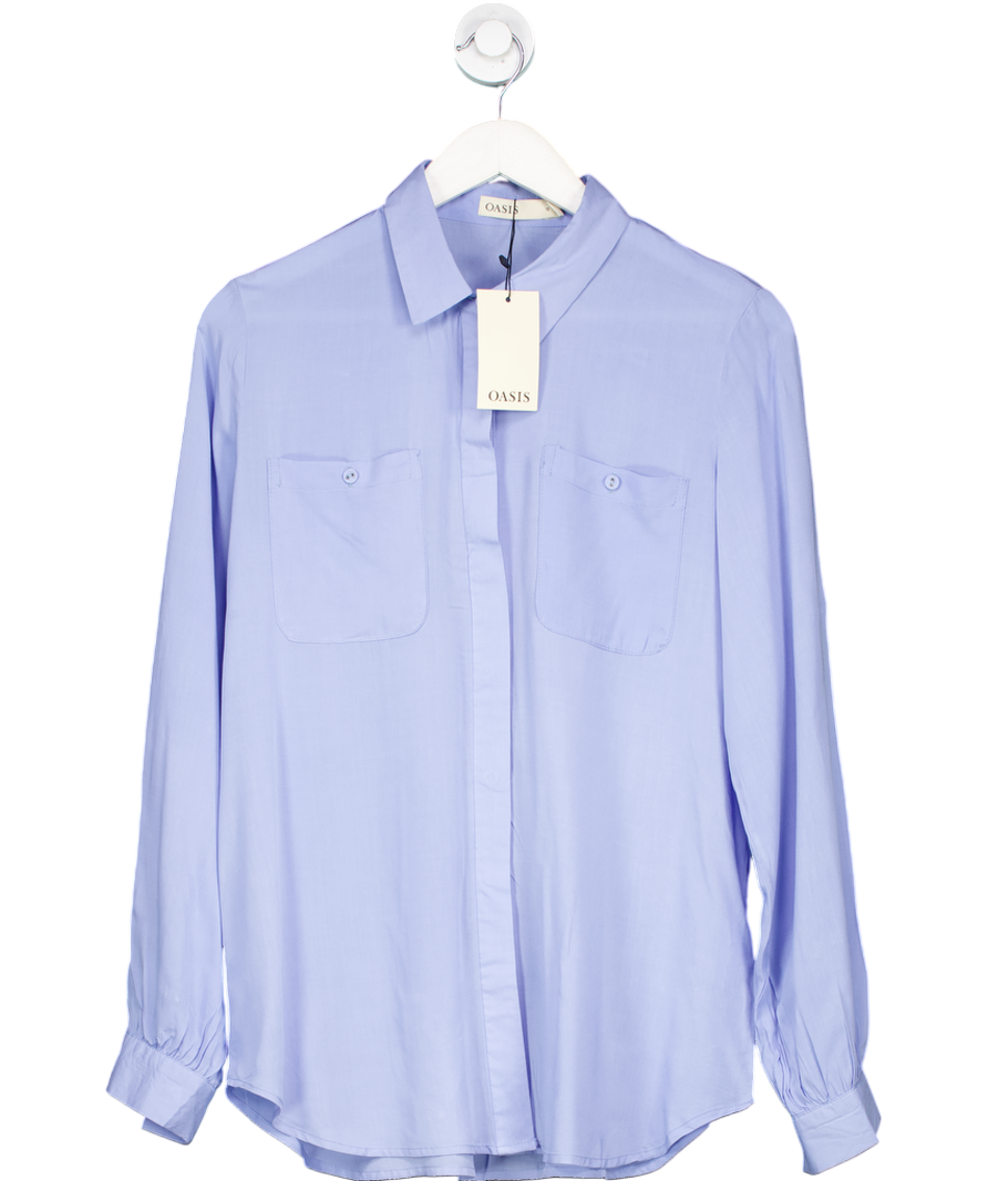 Oasis Blue Long Roll Sleeve Shirt UK 12