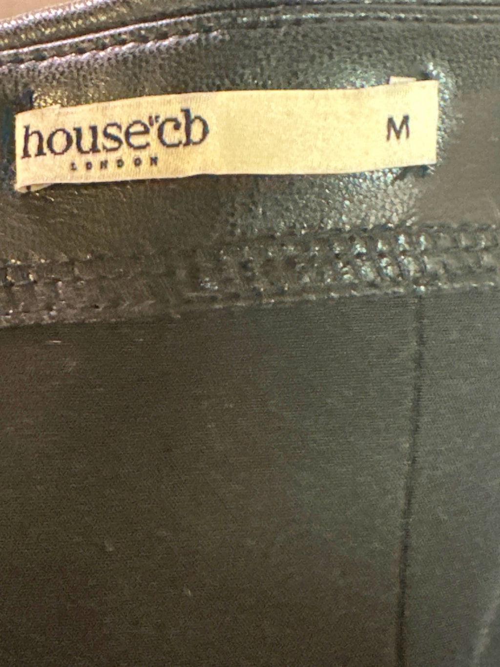 House of CB BLACK PLUNGE VEGAN LEATHER CORSET UK M