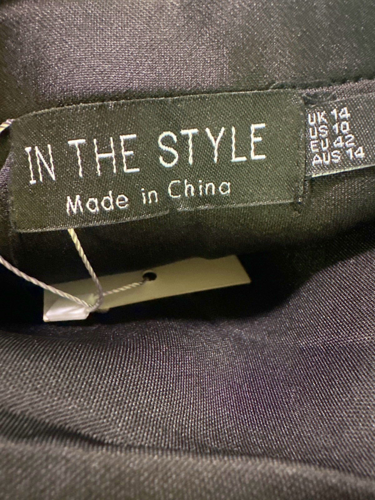 In The Style Black Bandeau Pearl Trim Mini Skater Dress UK 14