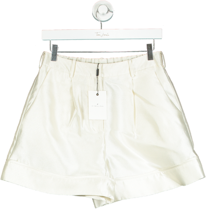 By Malina White Satin Shorts UK S