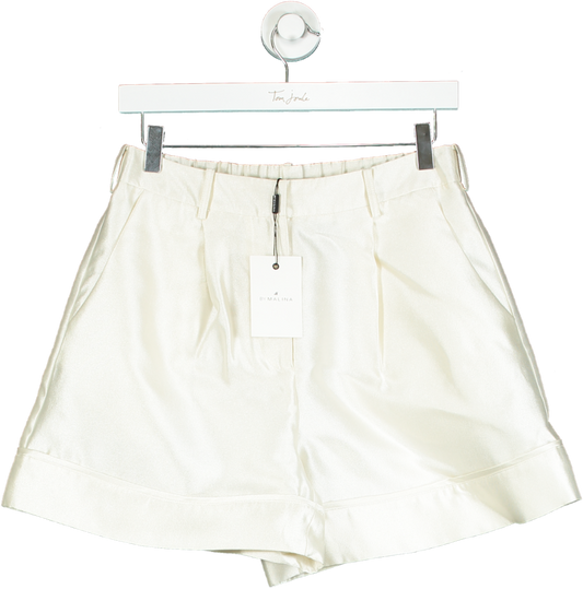 By Malina White Satin Shorts UK S