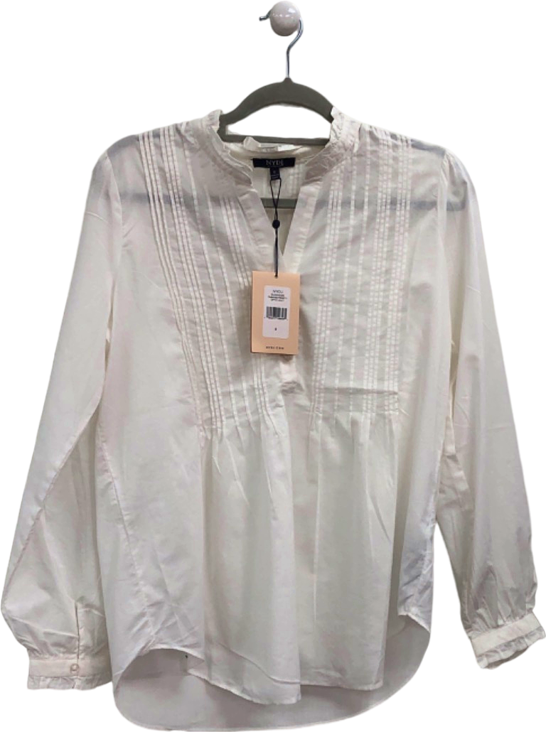 NYDJ White cotton classic Pintuck Blouse  UK S