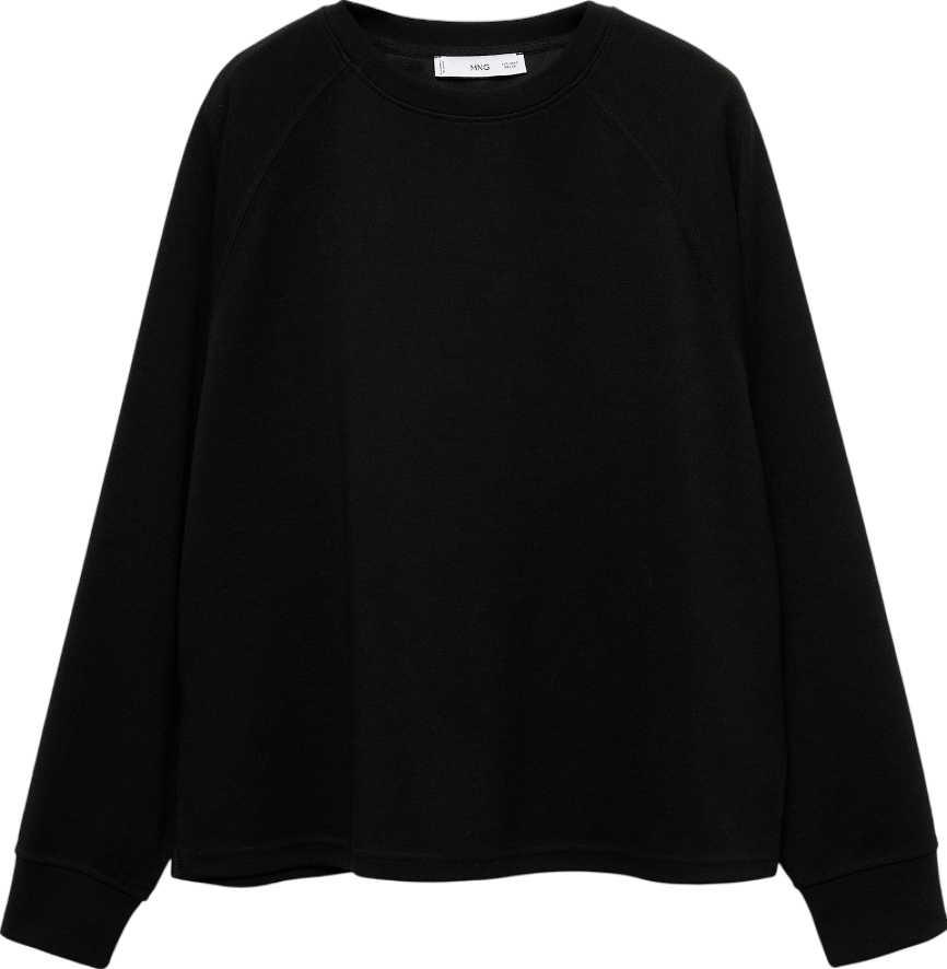 MANGO Black Decorative Stitching Sweatshirt UK XS