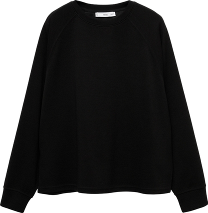 MANGO Black Decorative Stitching Sweatshirt UK XS