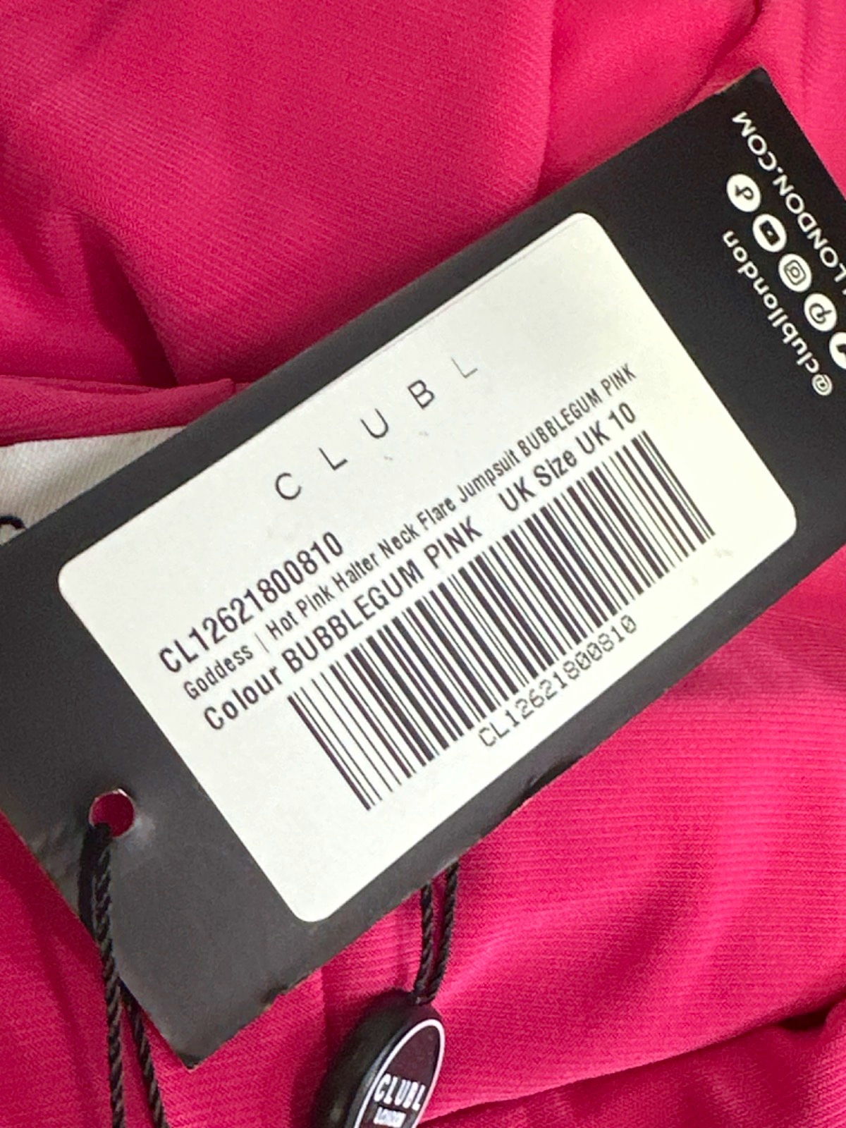 Club L Pink Goddess Halter Neck Flare Jumpsuit UK 10