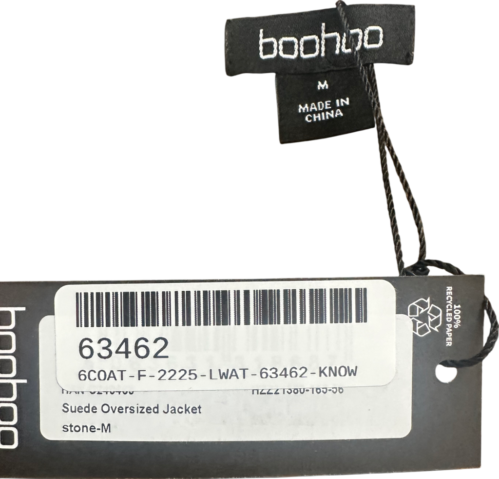 boohoo Beige Oversized Faux Suede Jacket UK M