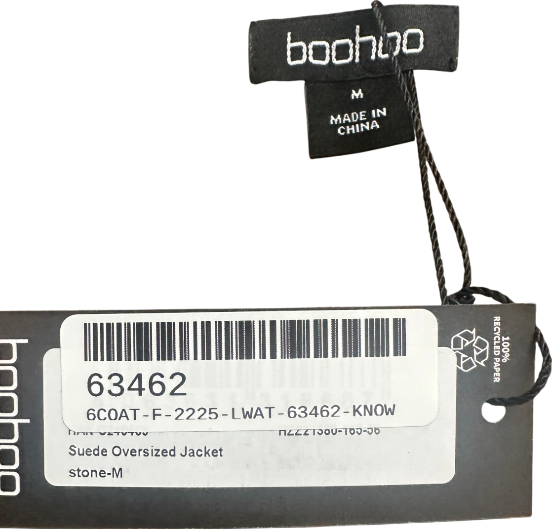 boohoo Beige Oversized Faux Suede Jacket UK M