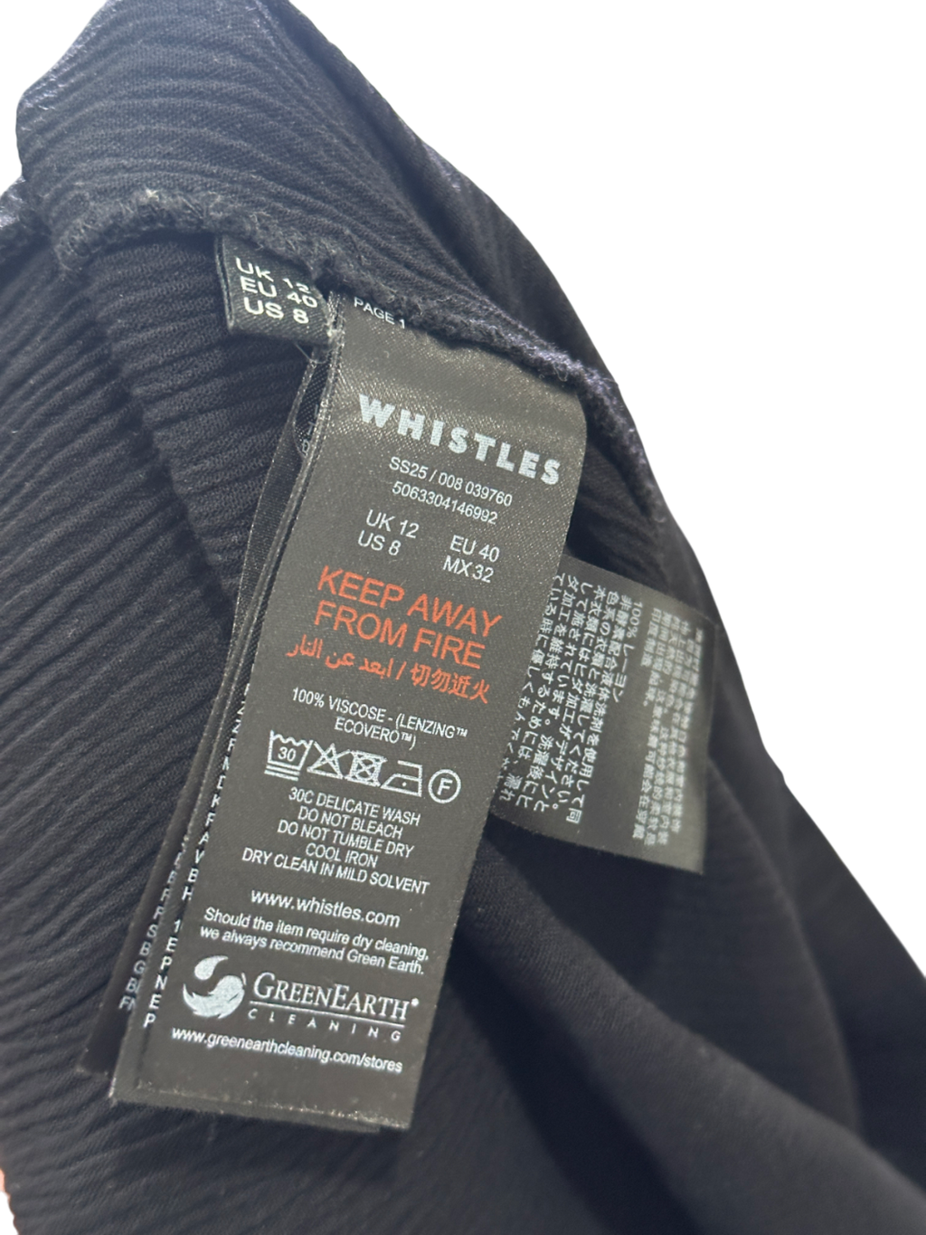 Whistles Black Tie Front Beach Trouser UK 12