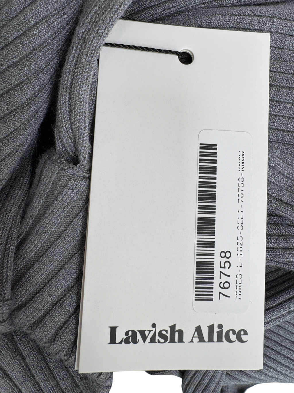 Lavish Alice Grey Romi Knitted Ribbed Open Back Midi Dress UK XS