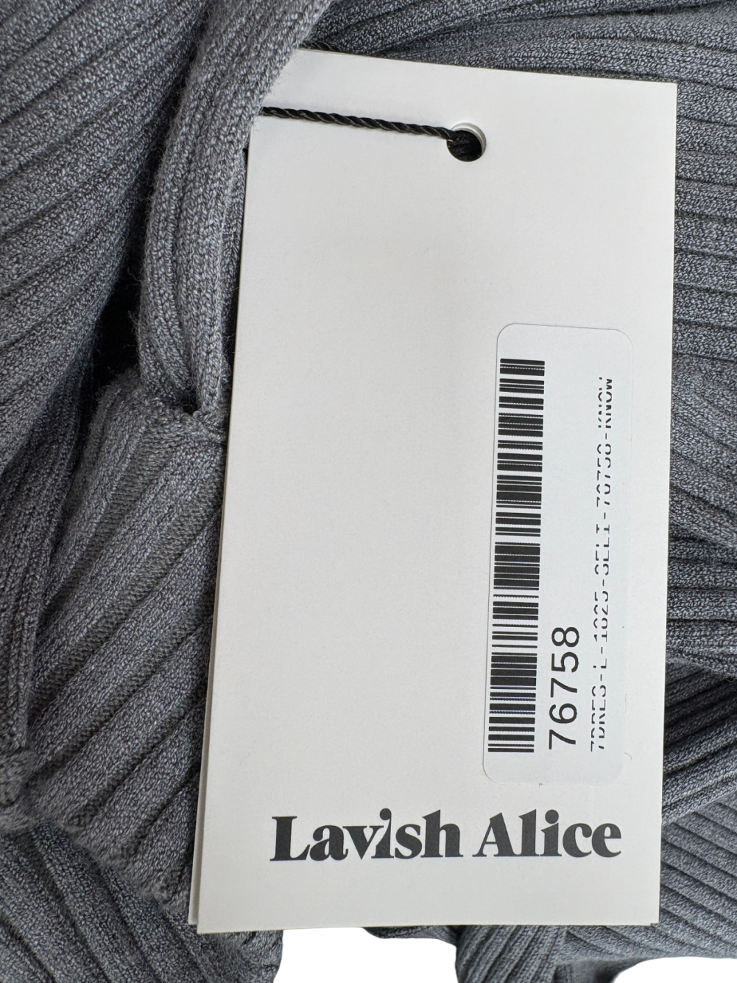 Lavish Alice Grey Romi Knitted Ribbed Open Back Midi Dress UK XS