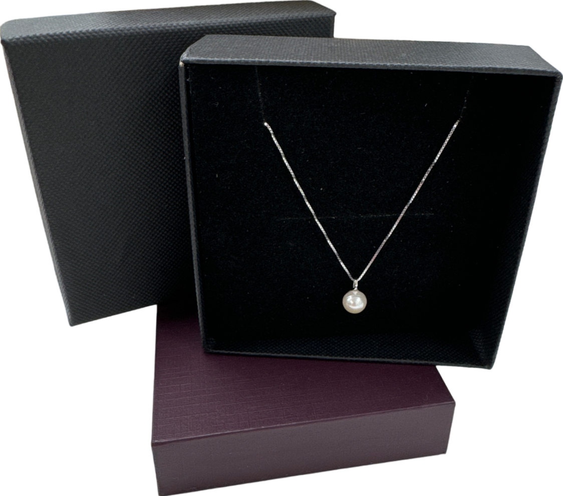 925 Sterling Silver Freshwater Pearl 15” Necklace In Gift Box One Size