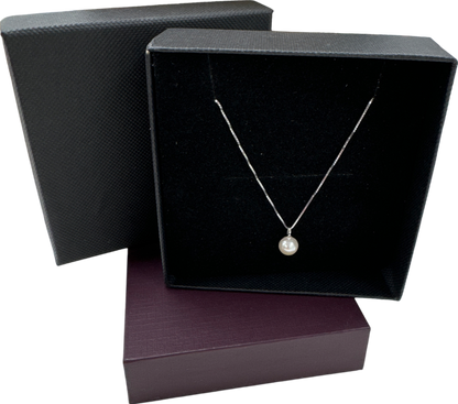 925 Sterling Silver Freshwater Pearl 15” Necklace In Gift Box One Size