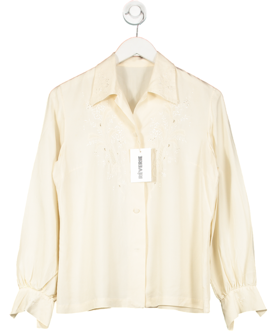 Rêverie Cream Silk Embroidered Blouse UK S/M