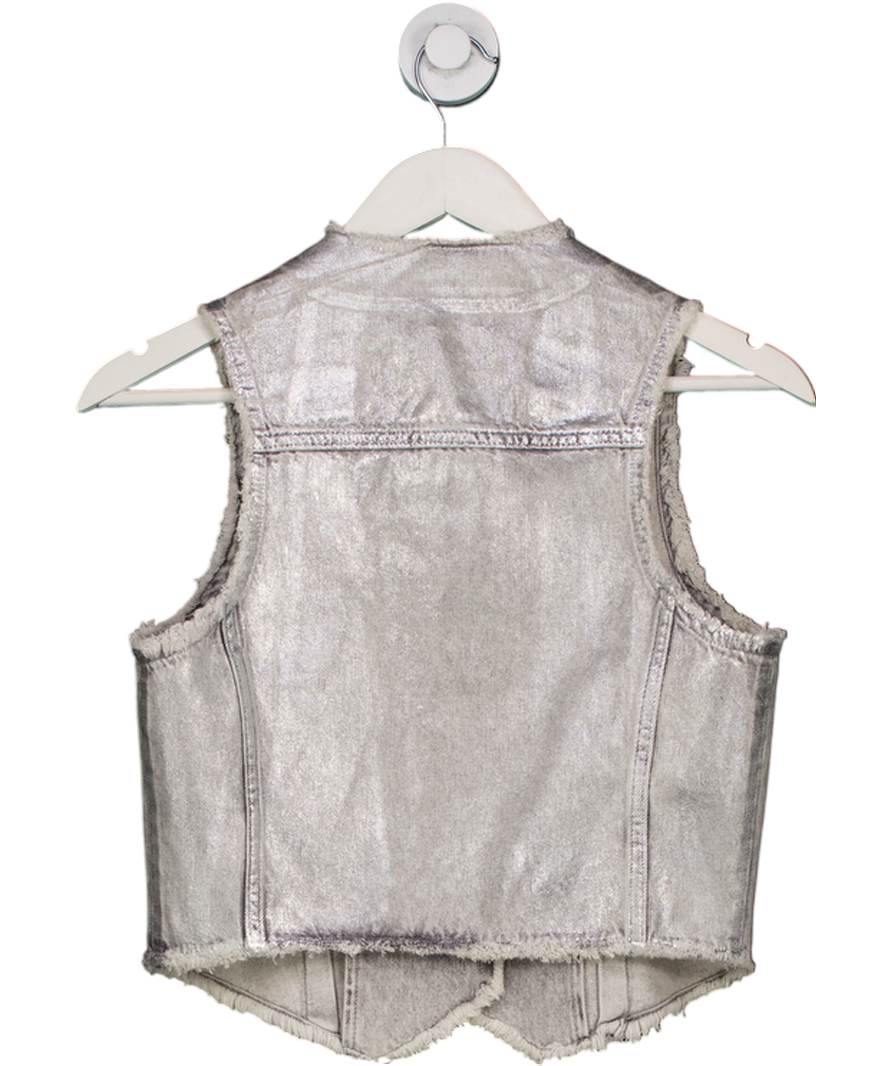 AllSaints Andrea Metallic Silver Waistcoat UK 6