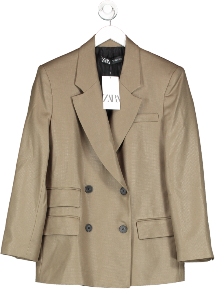 ZARA Green Double Breasted Blazer With Double Pocket UK S