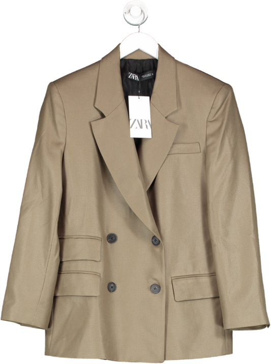 ZARA Green Double Breasted Blazer With Double Pocket UK S